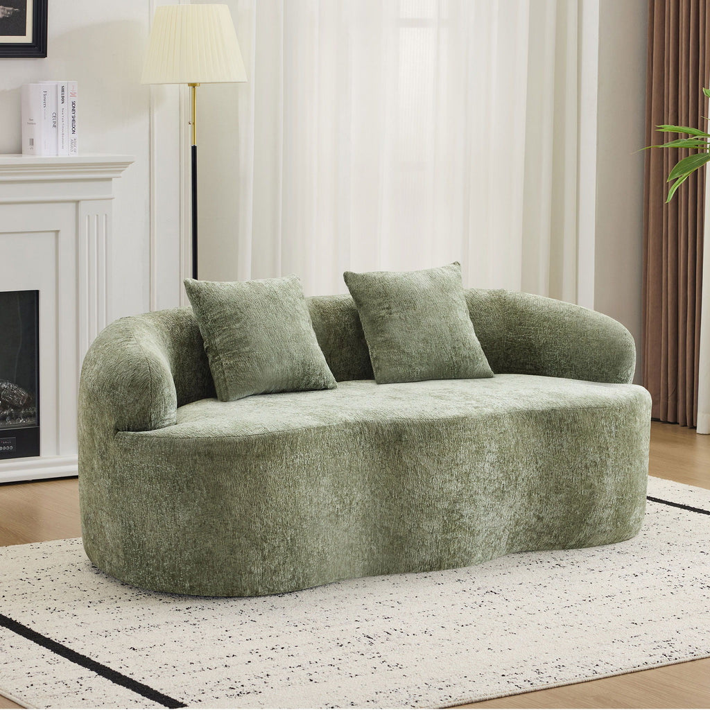 Curved Loveseat Sofa With Round Armrest
