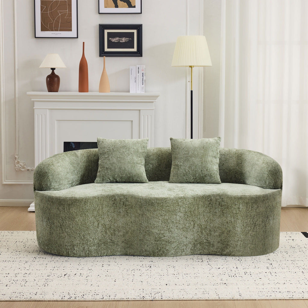 Curved Loveseat Sofa With Round Armrest