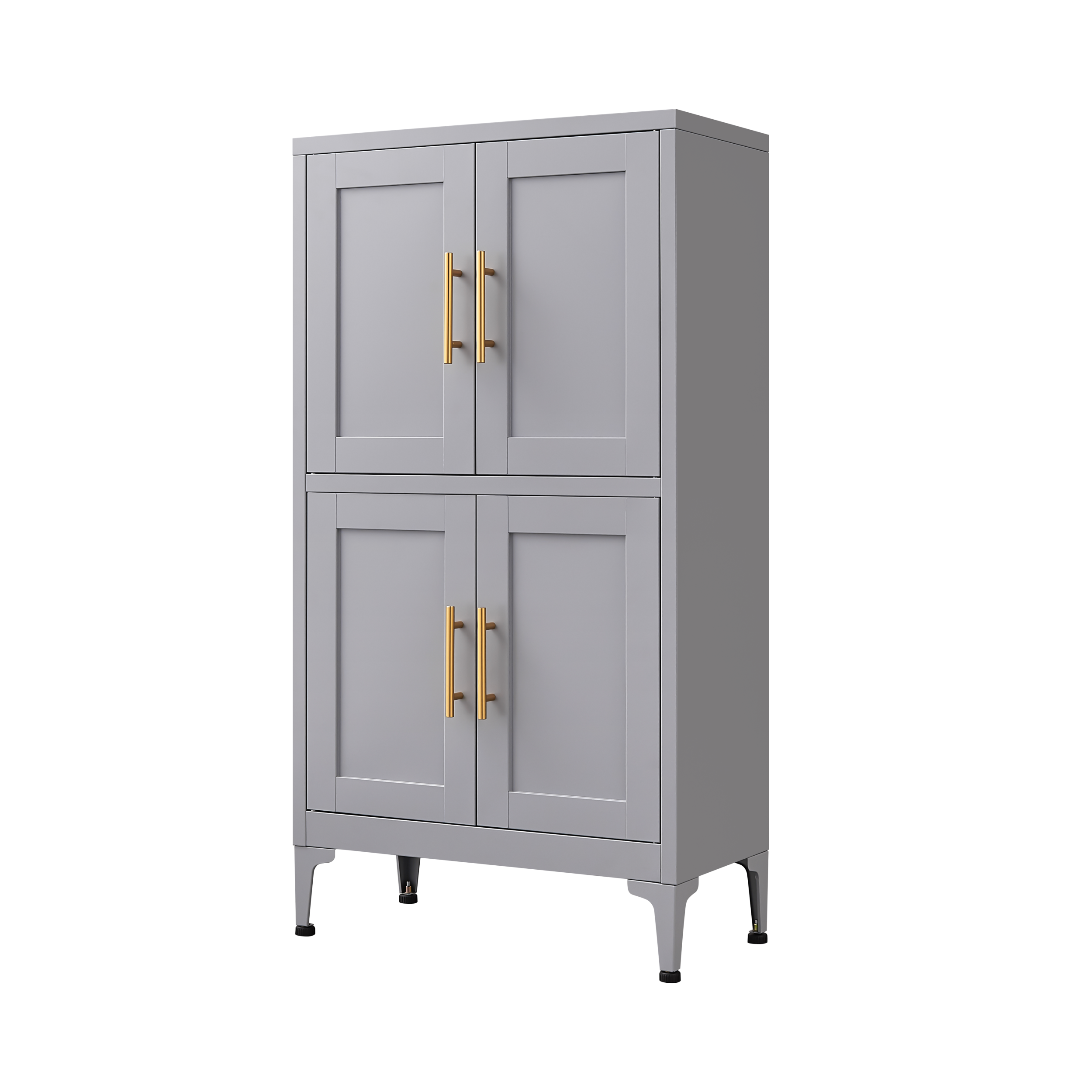 Grey metal kitchen storage cabinet, kitchen pantry storage cabinet
