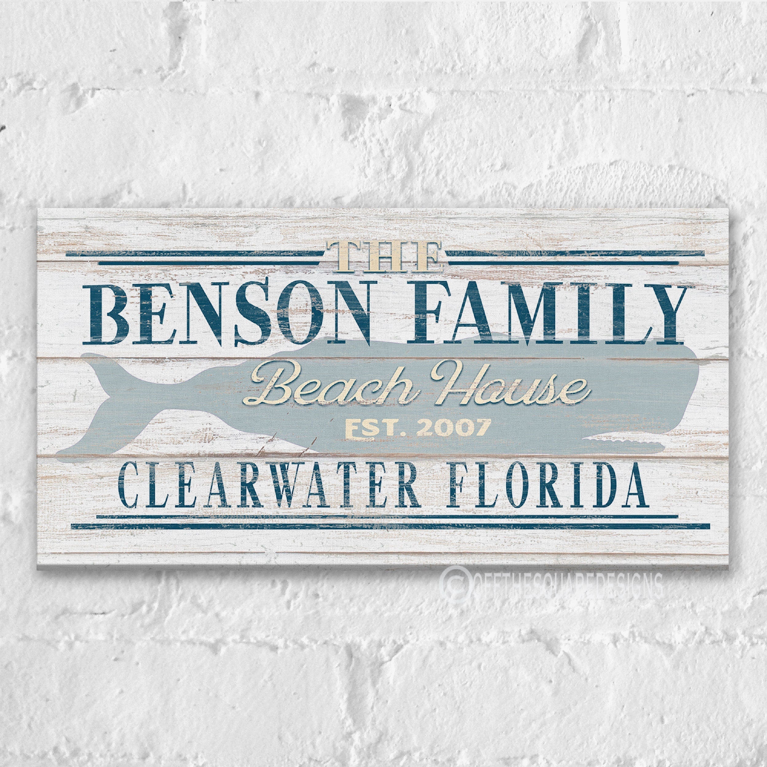 furnitureBeach House Family Name Whale Sign | Personalized Beach House Canvas Wall Decor