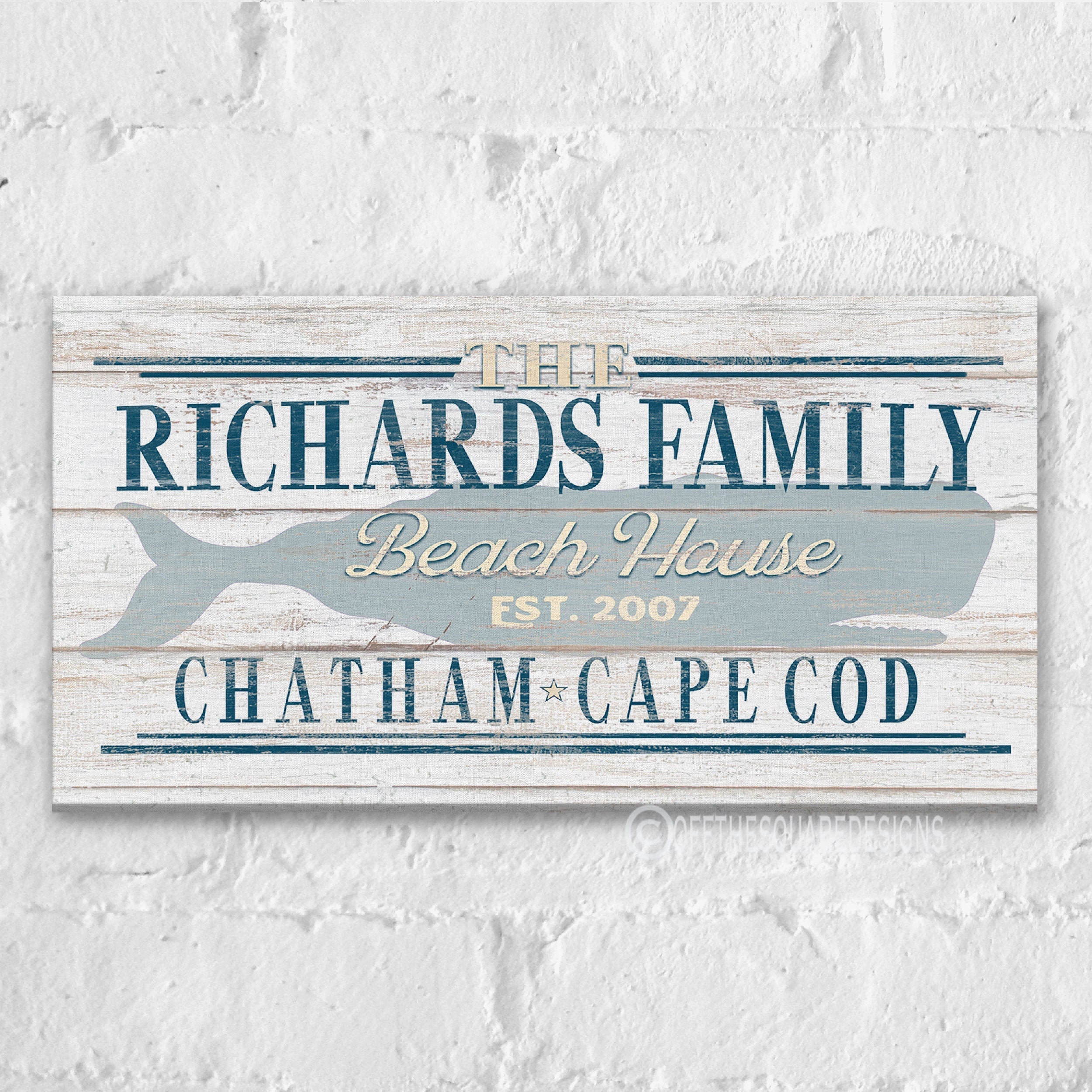 furnitureBeach House Family Name Whale Sign | Personalized Beach House Canvas Wall Decor