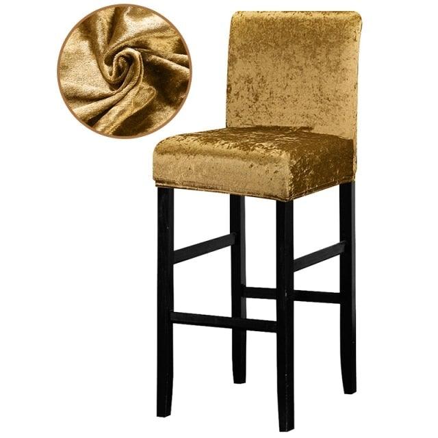 13 Solid Colors Shiny Velvet Fabric Small Size Chair Cover Seat Covers For Bar Stool Chairs Slipcover Home Hotel Decoration Velvet Stretch Dining Room Chair Covers Soft Removable Dining Chair Slipcovers