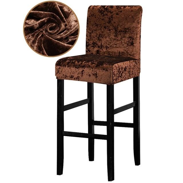 13 Solid Colors Shiny Velvet Fabric Small Size Chair Cover Seat Covers For Bar Stool Chairs Slipcover Home Hotel Decoration Velvet Stretch Dining Room Chair Covers Soft Removable Dining Chair Slipcovers