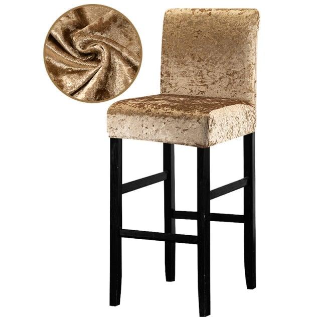 13 Solid Colors Shiny Velvet Fabric Small Size Chair Cover Seat Covers For Bar Stool Chairs Slipcover Home Hotel Decoration Velvet Stretch Dining Room Chair Covers Soft Removable Dining Chair Slipcovers