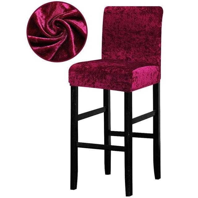 13 Solid Colors Shiny Velvet Fabric Small Size Chair Cover Seat Covers For Bar Stool Chairs Slipcover Home Hotel Decoration Velvet Stretch Dining Room Chair Covers Soft Removable Dining Chair Slipcovers
