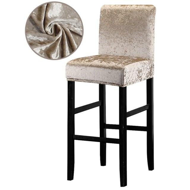 13 Solid Colors Shiny Velvet Fabric Small Size Chair Cover Seat Covers For Bar Stool Chairs Slipcover Home Hotel Decoration Velvet Stretch Dining Room Chair Covers Soft Removable Dining Chair Slipcovers