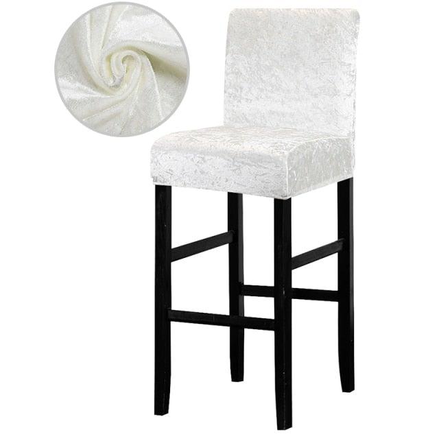 13 Solid Colors Shiny Velvet Fabric Small Size Chair Cover Seat Covers For Bar Stool Chairs Slipcover Home Hotel Decoration Velvet Stretch Dining Room Chair Covers Soft Removable Dining Chair Slipcovers