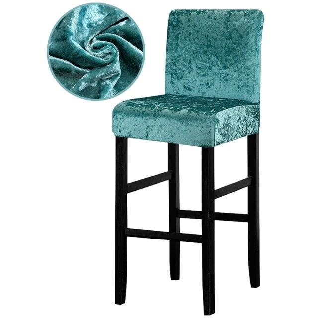 13 Solid Colors Shiny Velvet Fabric Small Size Chair Cover Seat Covers For Bar Stool Chairs Slipcover Home Hotel Decoration Velvet Stretch Dining Room Chair Covers Soft Removable Dining Chair Slipcovers