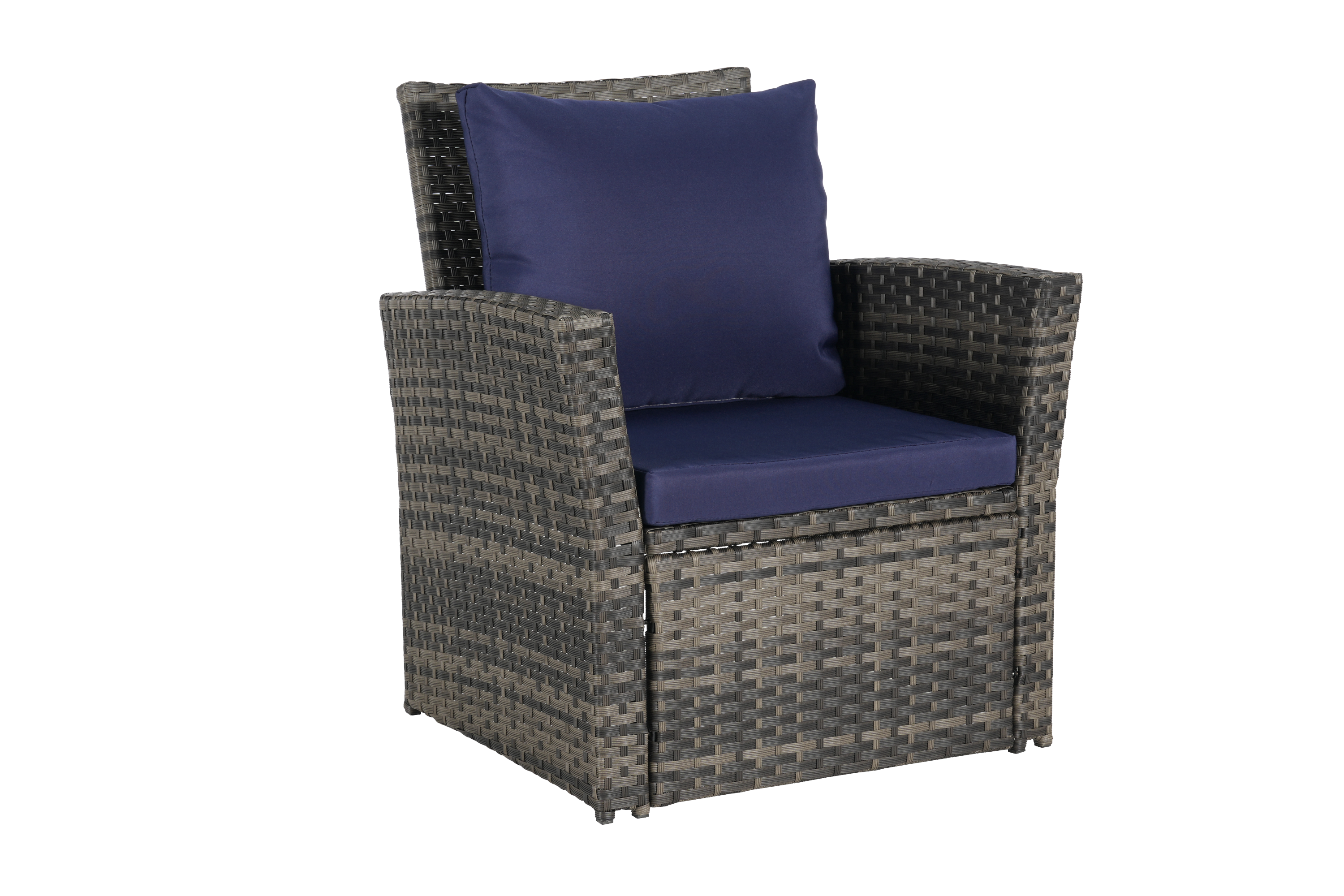 4 Pieces Outdoor Patio Furniture Set with Rattan Chairs and Tempered Glass Table