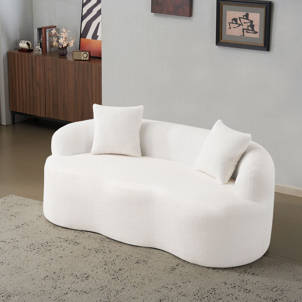 Curved Loveseat Sofa With Round Armrest