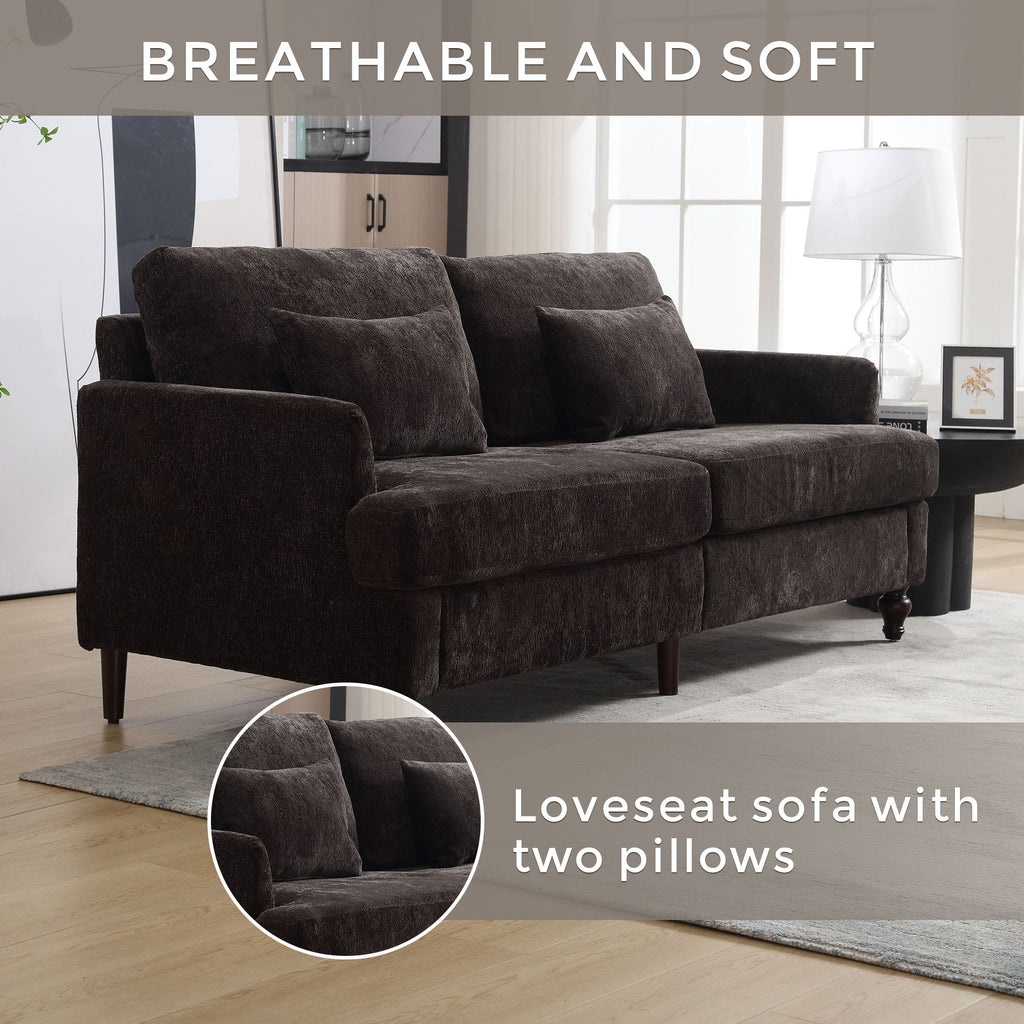 Mid Century Modern Fabric Loveseat Sofa, 2 Seat Upholstered Couch