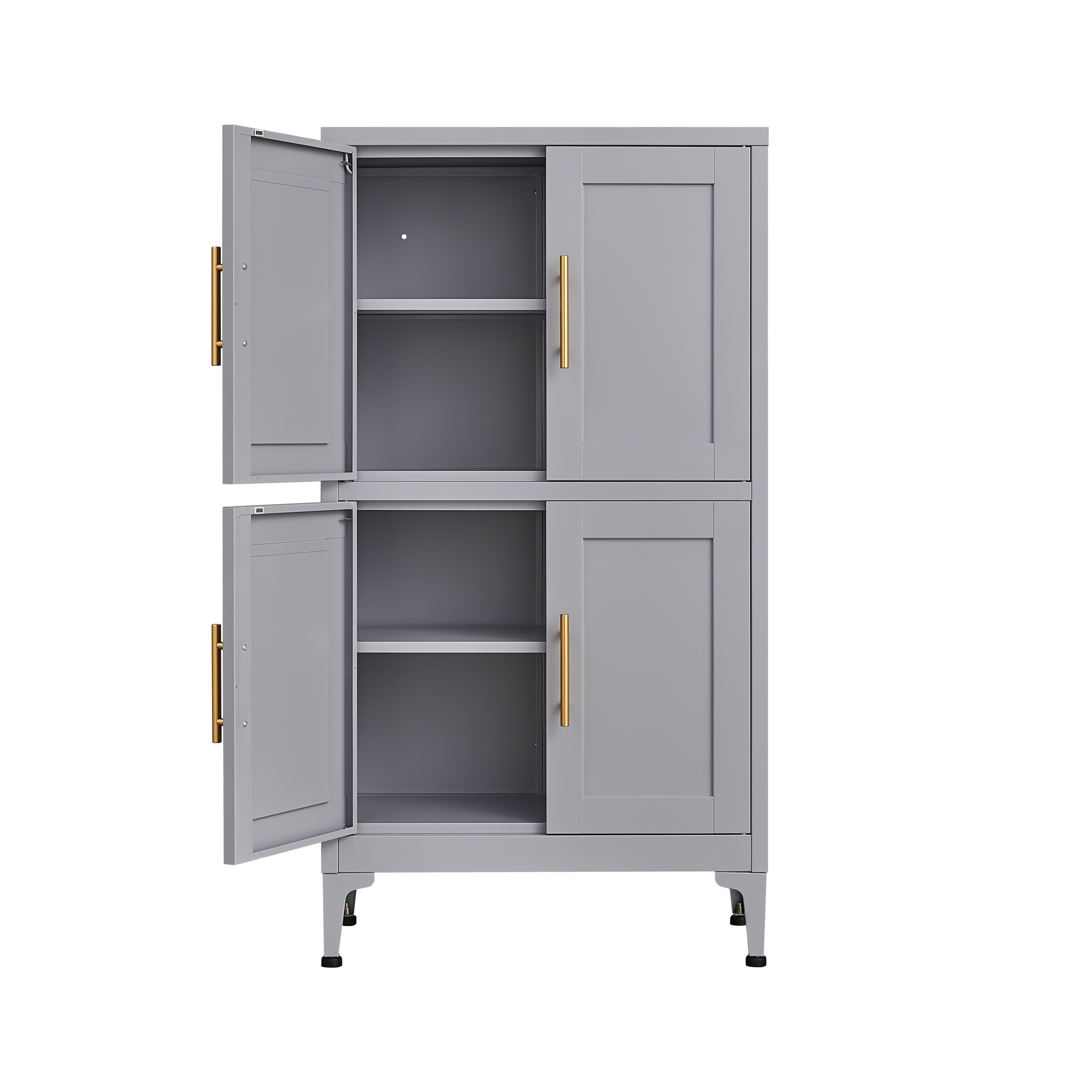 Grey metal kitchen storage cabinet, kitchen pantry storage cabinet