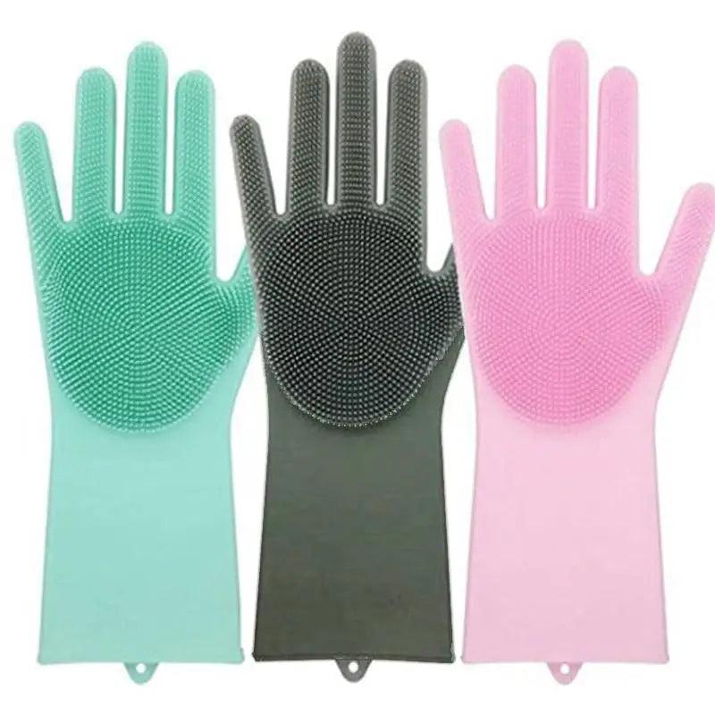 2PCS Cleaning Sponge Gloves  Silicone Cleaning Magic Gloves Dish Washing Gloves For Kitchen Household Plate Washing  Reusable Cleaning Gloves For Housework
