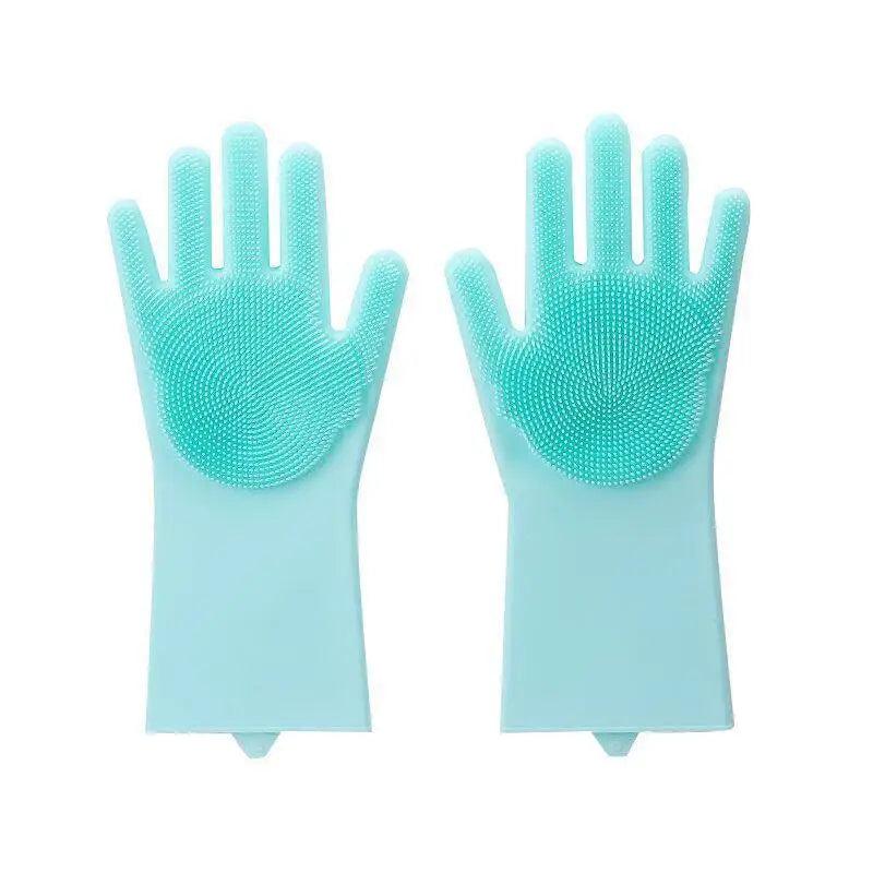 2PCS Cleaning Sponge Gloves  Silicone Cleaning Magic Gloves Dish Washing Gloves For Kitchen Household Plate Washing  Reusable Cleaning Gloves For Housework