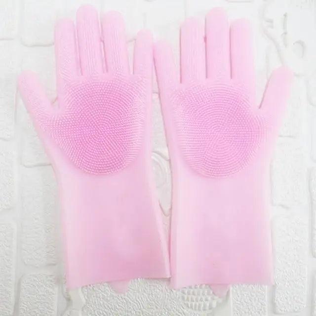 2PCS Cleaning Sponge Gloves  Silicone Cleaning Magic Gloves Dish Washing Gloves For Kitchen Household Plate Washing  Reusable Cleaning Gloves For Housework