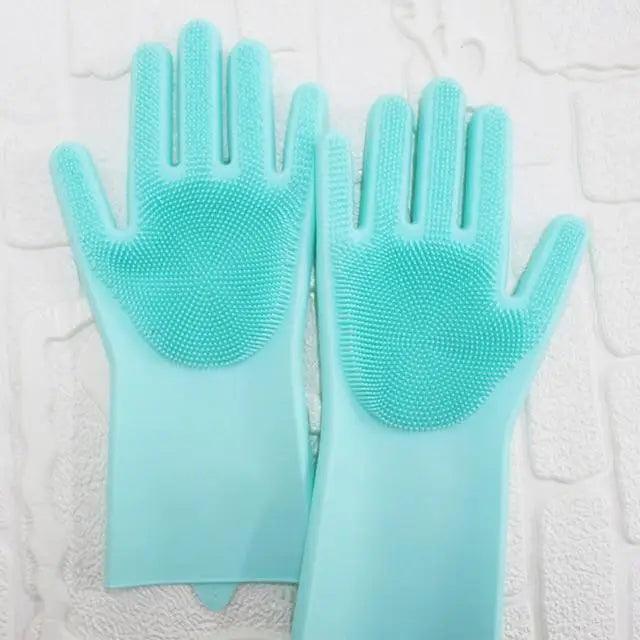 2PCS Cleaning Sponge Gloves  Silicone Cleaning Magic Gloves Dish Washing Gloves For Kitchen Household Plate Washing  Reusable Cleaning Gloves For Housework