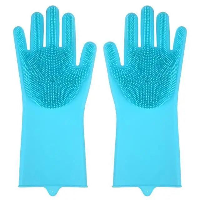 2PCS Cleaning Sponge Gloves  Silicone Cleaning Magic Gloves Dish Washing Gloves For Kitchen Household Plate Washing  Reusable Cleaning Gloves For Housework