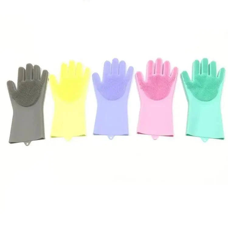 2PCS Cleaning Sponge Gloves  Silicone Cleaning Magic Gloves Dish Washing Gloves For Kitchen Household Plate Washing  Reusable Cleaning Gloves For Housework