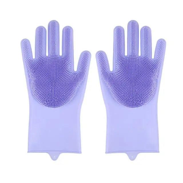 2PCS Cleaning Sponge Gloves  Silicone Cleaning Magic Gloves Dish Washing Gloves For Kitchen Household Plate Washing  Reusable Cleaning Gloves For Housework
