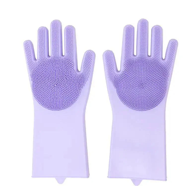 2PCS Cleaning Sponge Gloves  Silicone Cleaning Magic Gloves Dish Washing Gloves For Kitchen Household Plate Washing  Reusable Cleaning Gloves For Housework