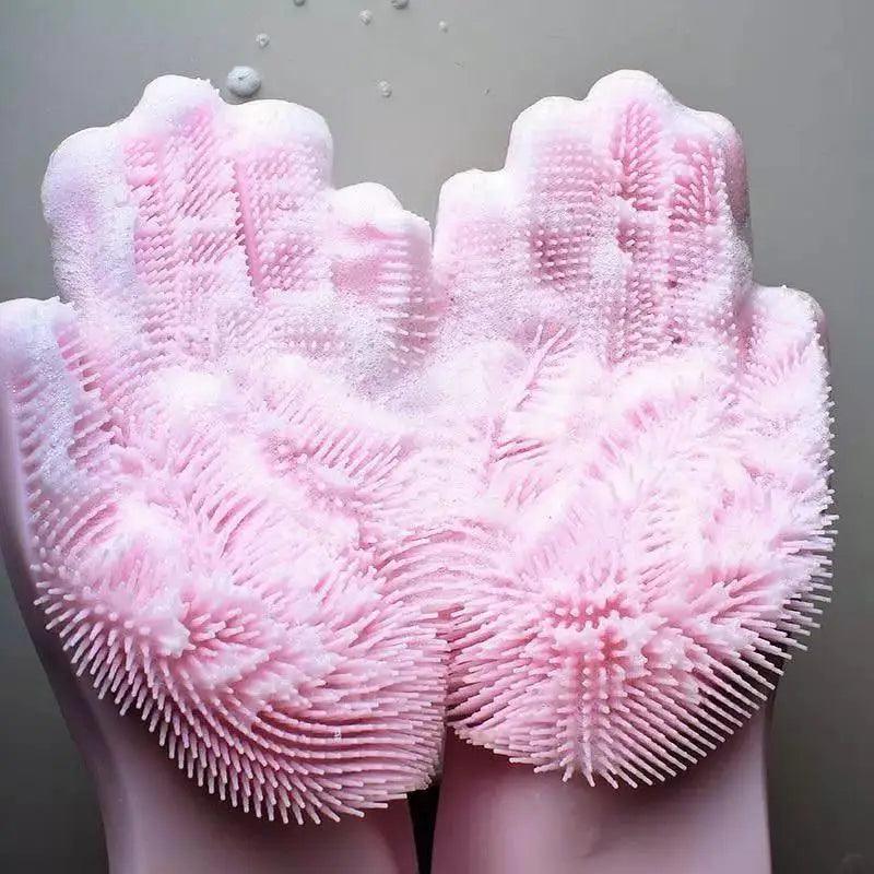 2PCS Cleaning Sponge Gloves  Silicone Cleaning Magic Gloves Dish Washing Gloves For Kitchen Household Plate Washing  Reusable Cleaning Gloves For Housework
