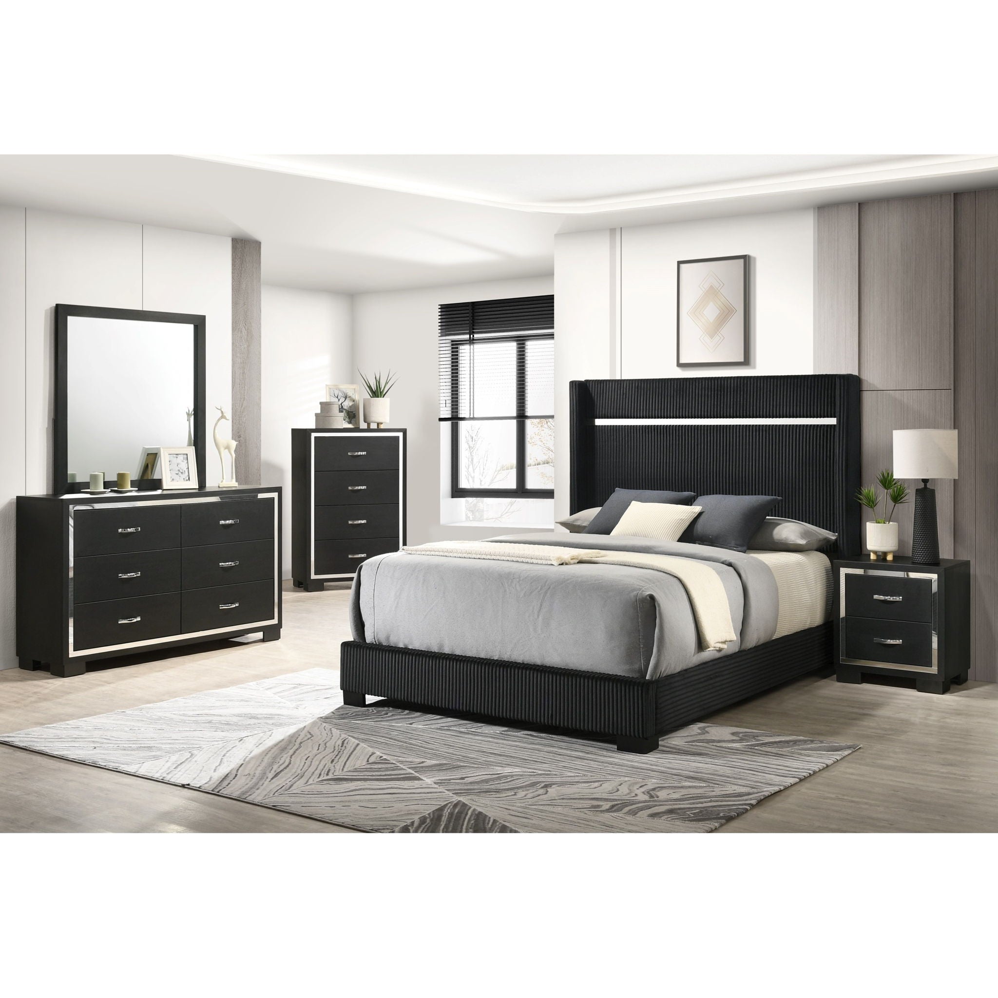 6 Drawer Dresser With Handles Bedroom Furniture - Black