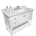 Montary 43x22 bathroom stone vanity top engineered stone carrara white marble color with rectangle undermount ceramic sink and 3 faucet hole with back splash