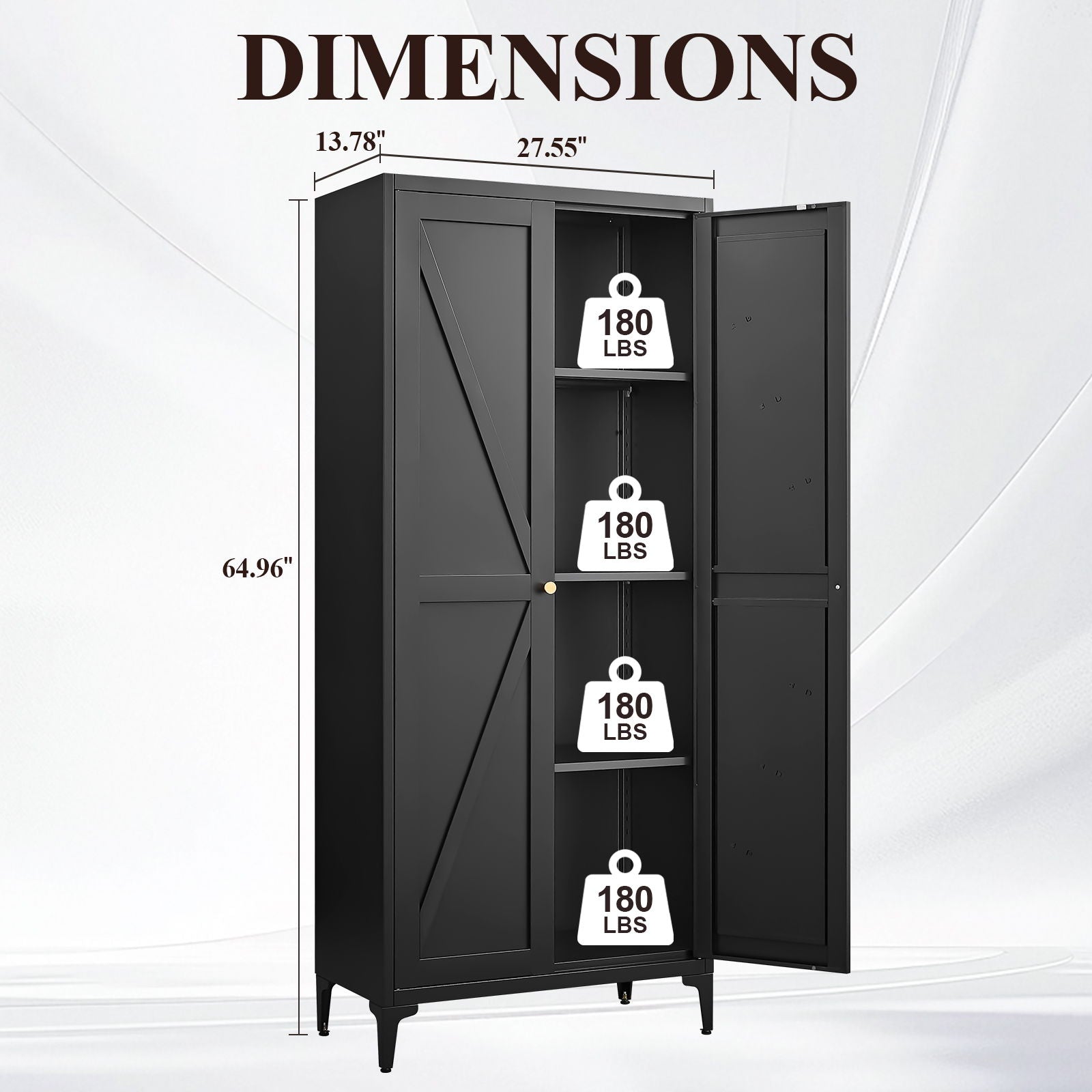 Adjustable 2 Door Kitchen Pantry Cabinet With Striped Design