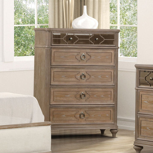 1 Piece Chest, Back Dovetail Drawers, Bedroom Furniture - Oak / Rustic