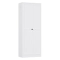 Kitchen Pantry Cabinet With Doors, Heavy-Duty Freestanding Storage Organizer With 5 Adjustable Shelves, Tool Free Assembly - White