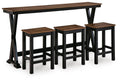 Wildenauer - Rectangular Dining Room Counter Table Set (Set of 4) - Brown / Black