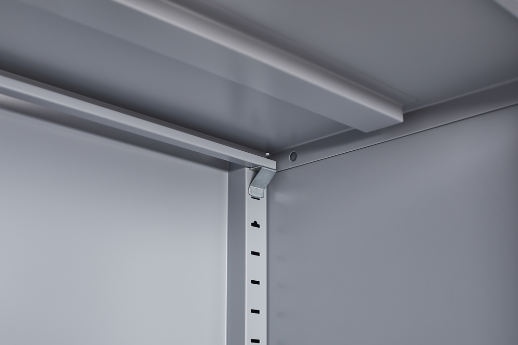 Grey metal kitchen storage cabinet, kitchen pantry storage cabinet
