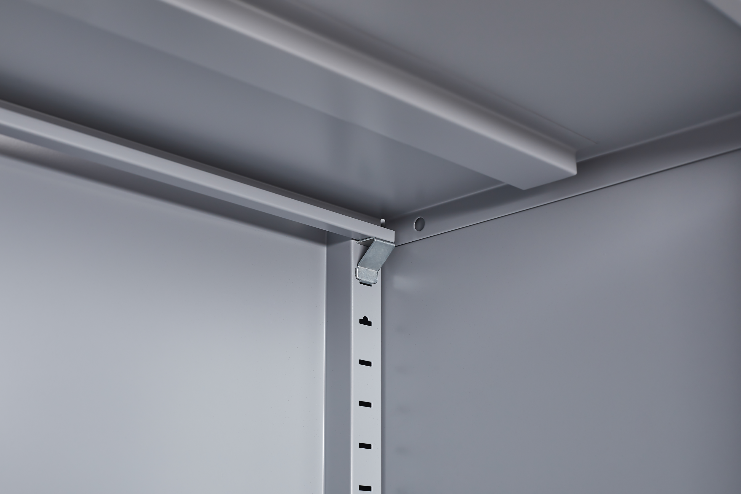 Grey metal kitchen storage cabinet, kitchen pantry storage cabinet