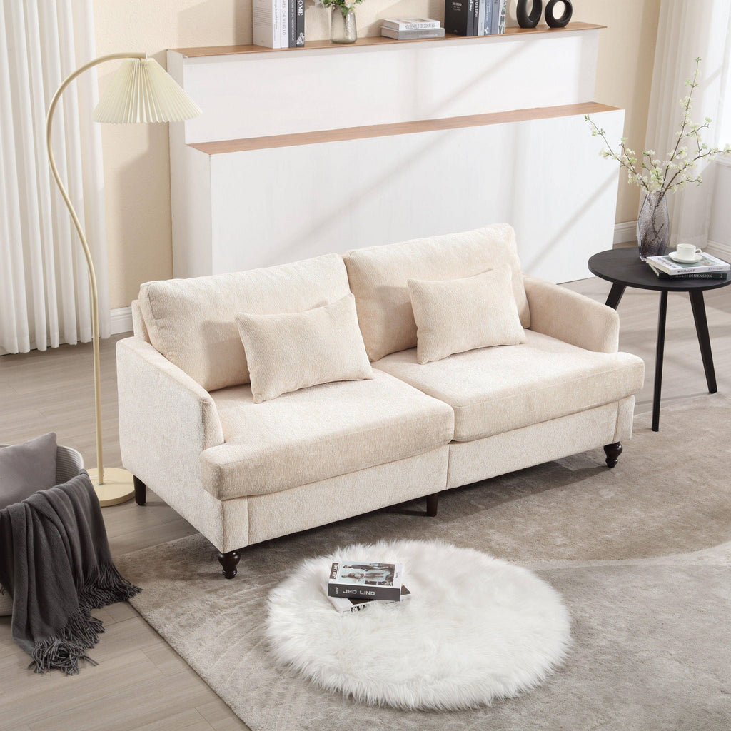 Mid Century Modern Fabric Loveseat Sofa, 2 Seat Upholstered Couch