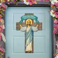 Jesus Cross - Door Decor - Christen Door Sign - by G. DeBrekht - House Blessing - Bless this Home Cross - Housewarming Gift 8191166H