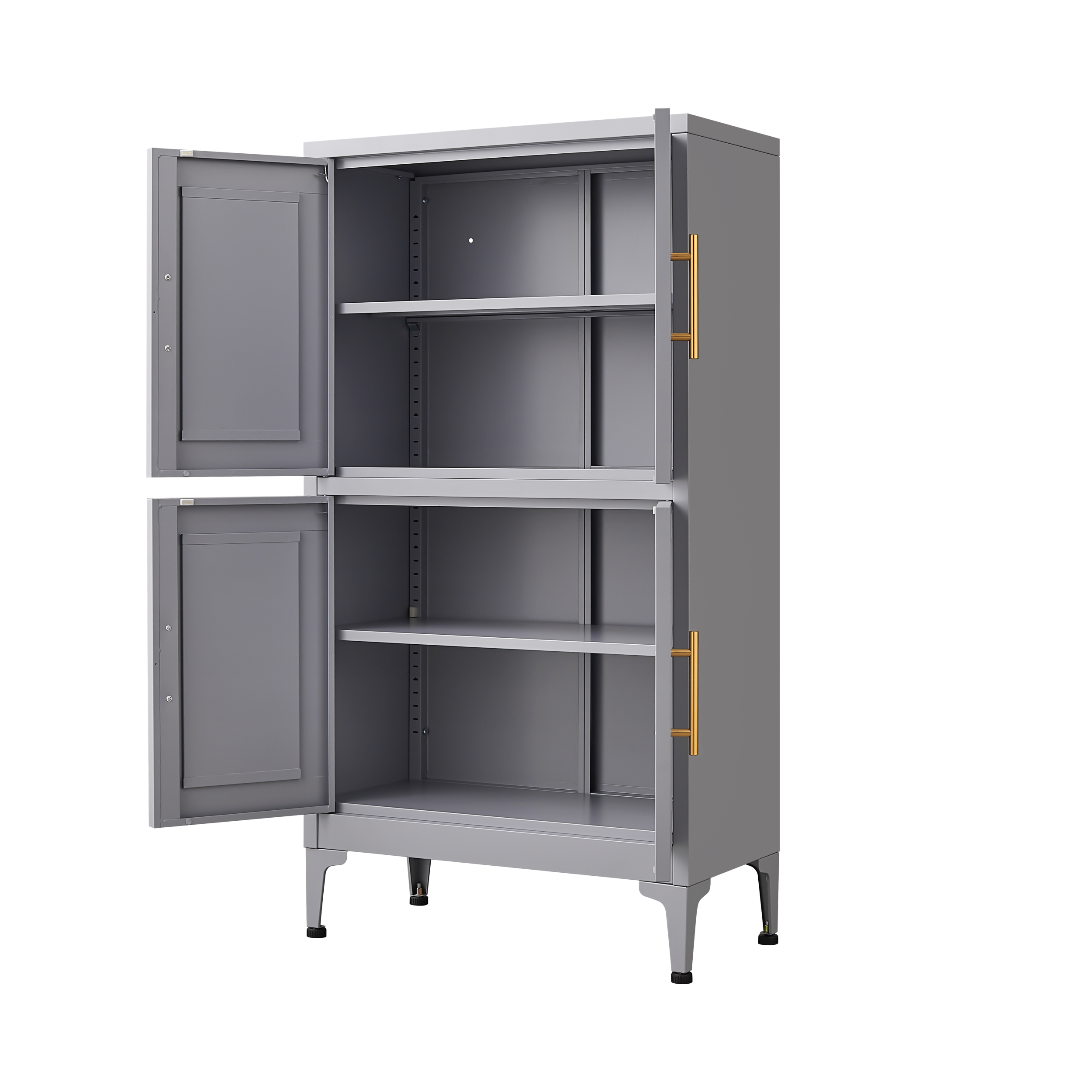 Grey metal kitchen storage cabinet, kitchen pantry storage cabinet
