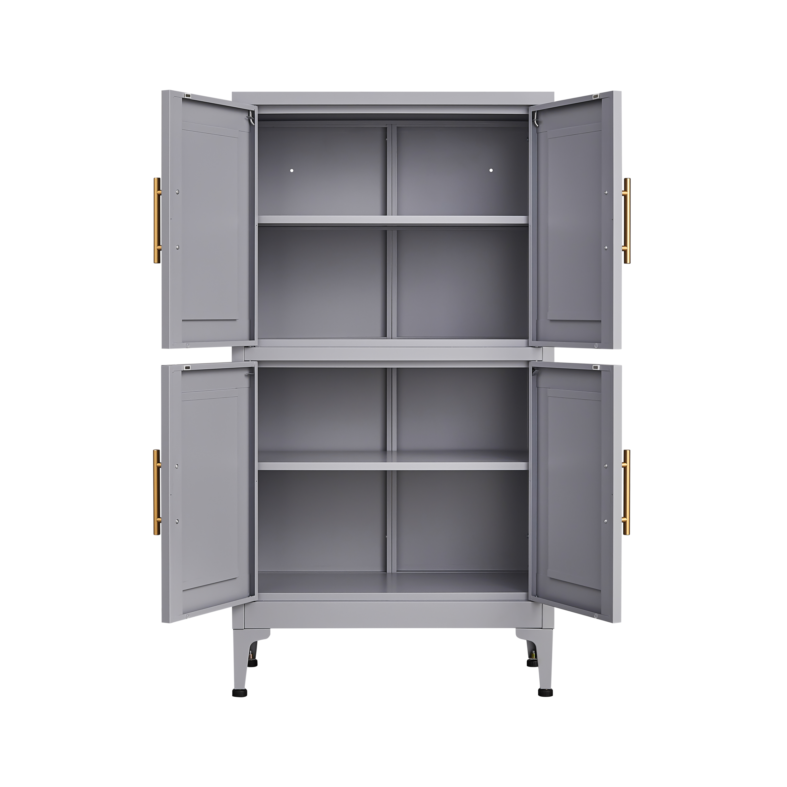 Grey metal kitchen storage cabinet, kitchen pantry storage cabinet