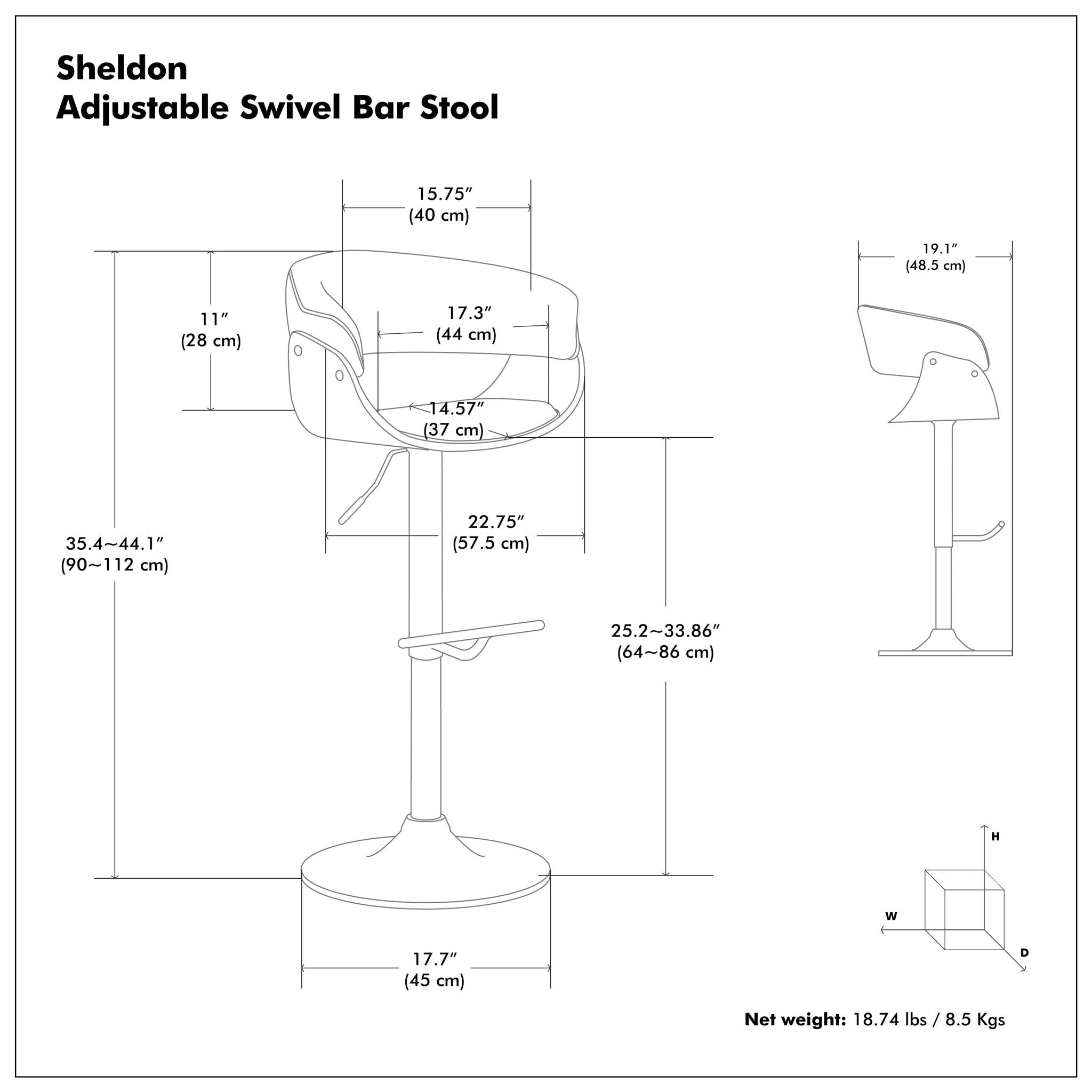 Sheldon - Upholstered Adjustable Swivel Bar Stool