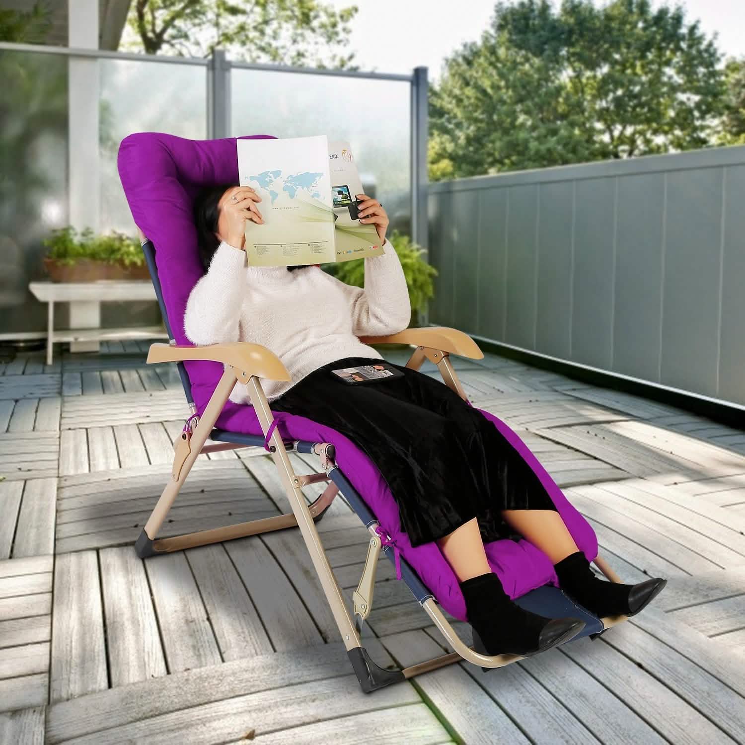 67x22in Chaise Lounger Cushion Recliner Rocking Chair Sofa