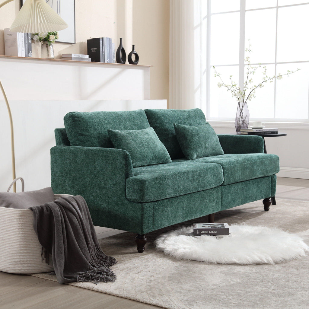 Mid Century Modern Fabric Loveseat Sofa, 2 Seat Upholstered Couch
