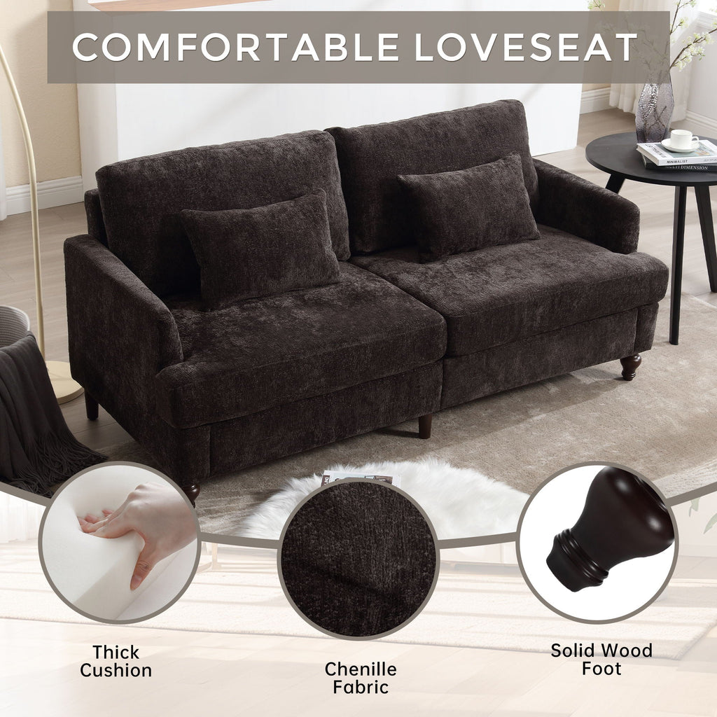 Mid Century Modern Fabric Loveseat Sofa, 2 Seat Upholstered Couch
