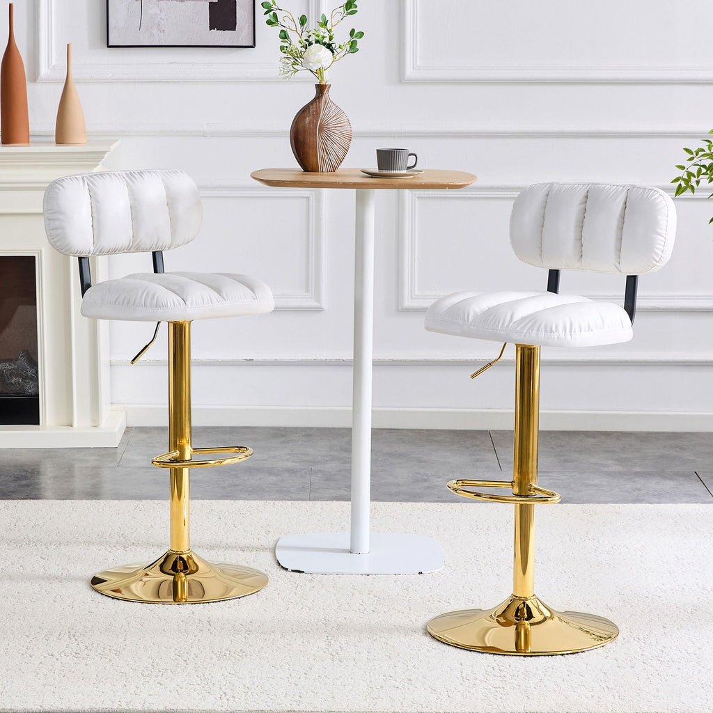 Adjustable Height Bar Stools & Footrest For Kitchen Island (Set of 2)