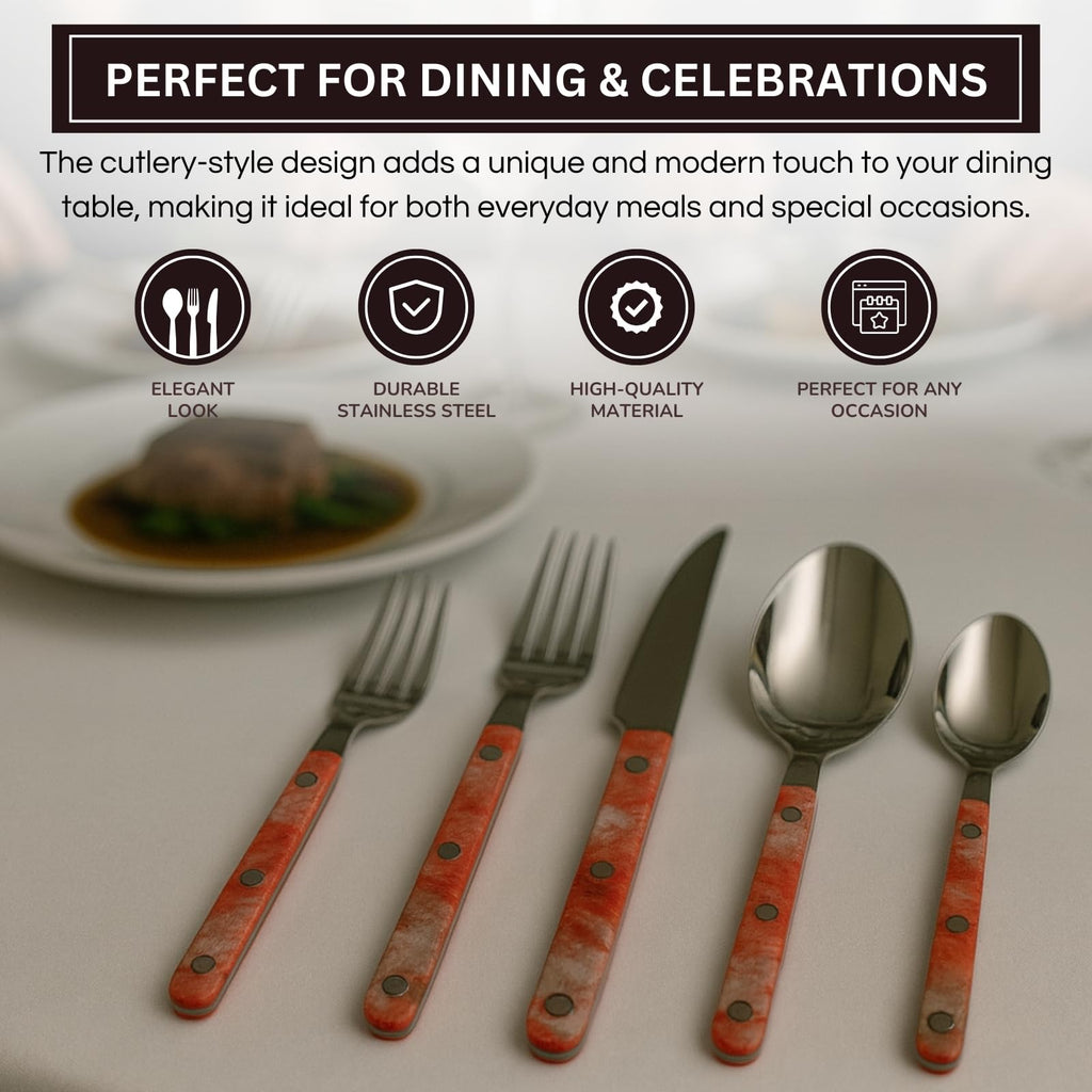 Khen 20-Piece Cutlery Set with Dinner Knives, Forks, Spoons, Salad Forks & Teaspoons