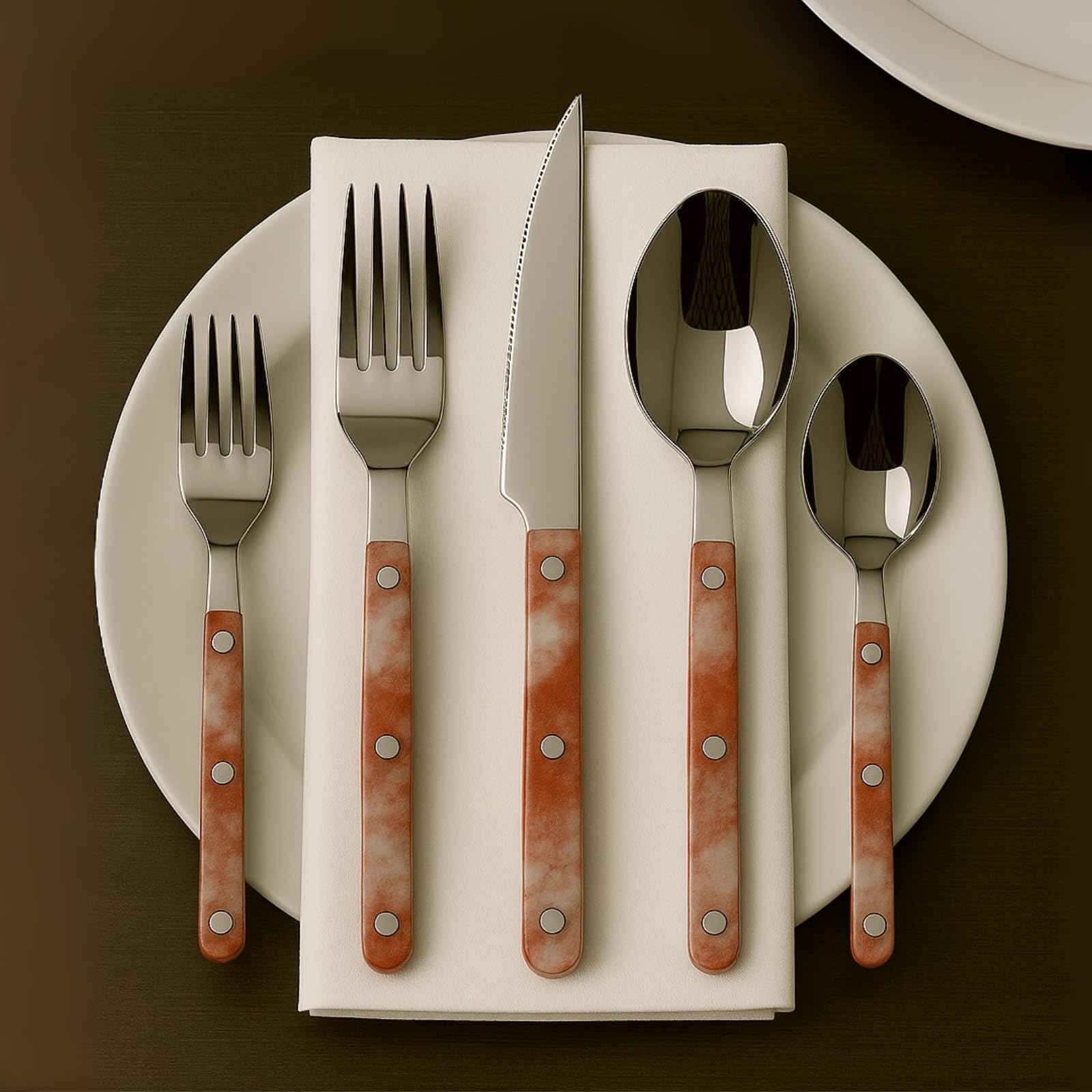 Khen 20-Piece Cutlery Set with Dinner Knives, Forks, Spoons, Salad Forks & Teaspoons