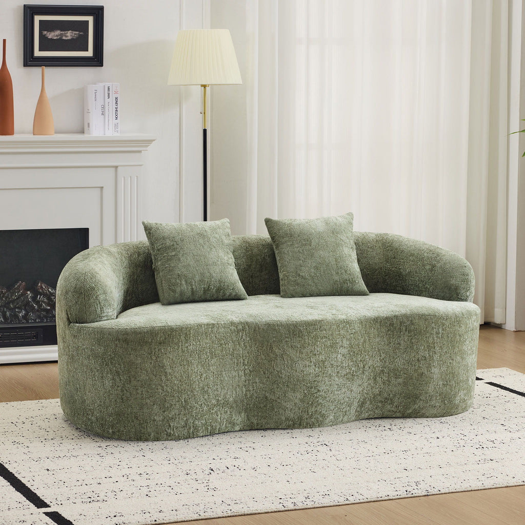 Curved Loveseat Sofa With Round Armrest