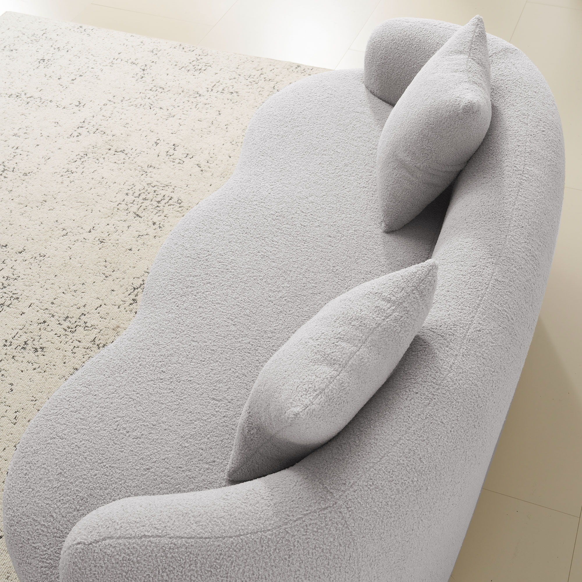 Curved Loveseat Sofa With Round Armrest