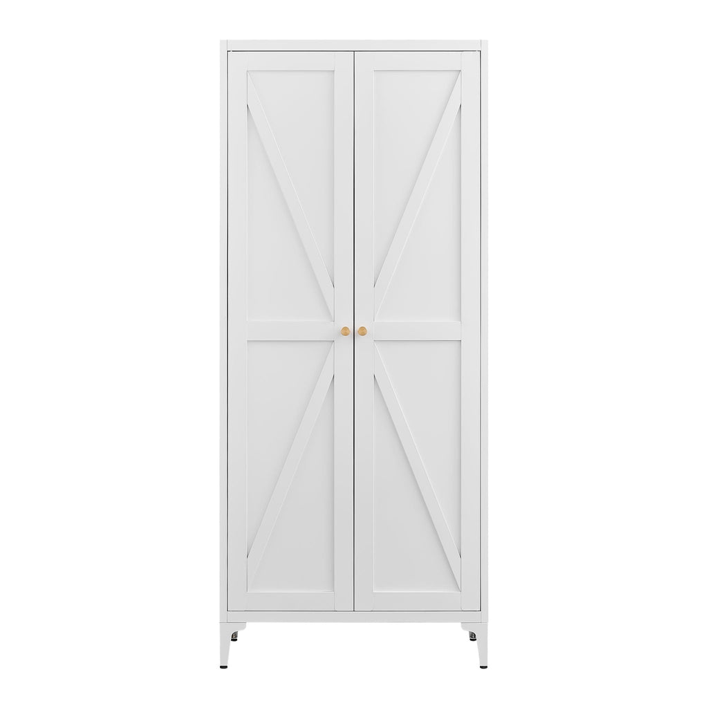 Adjustable 2 Door Kitchen Pantry Cabinet With Striped Design