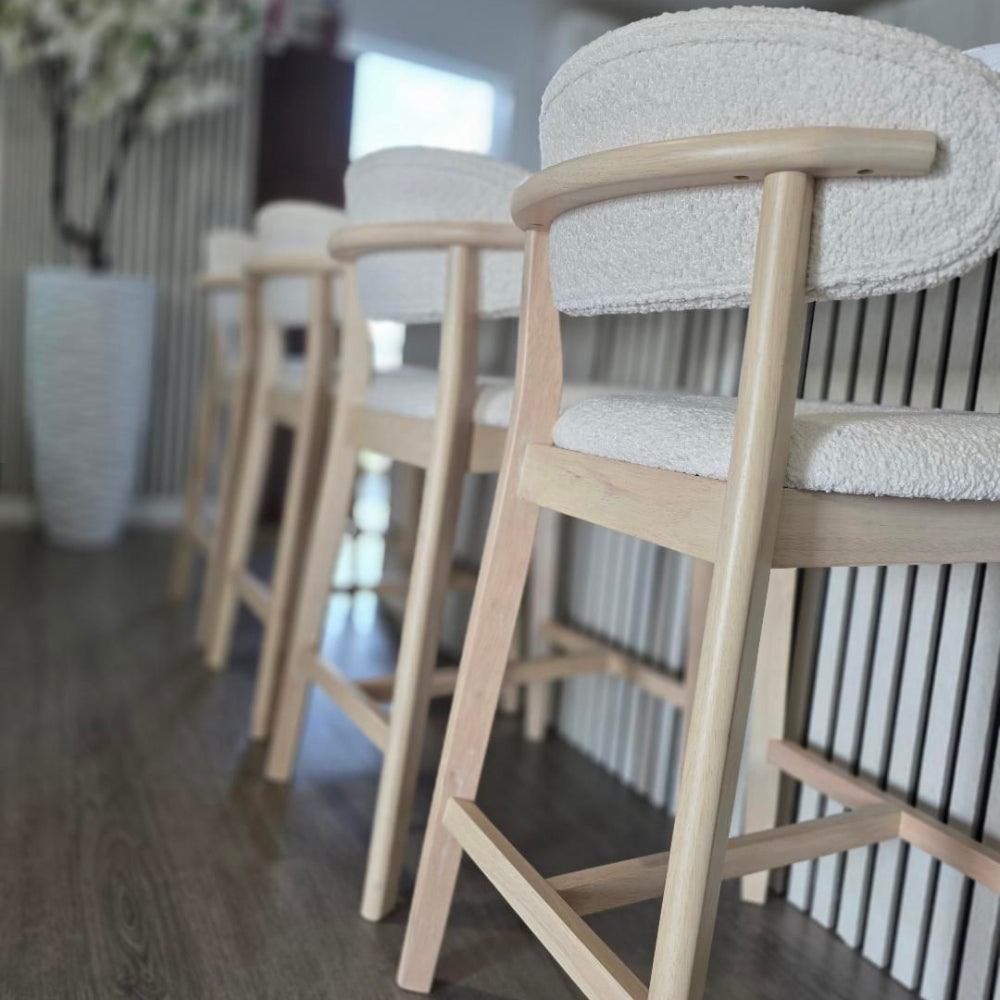ACTU Counter Stools Set of 2, 26” Upholstered Bar Stools, Solid Wood, Mid-Century Modern