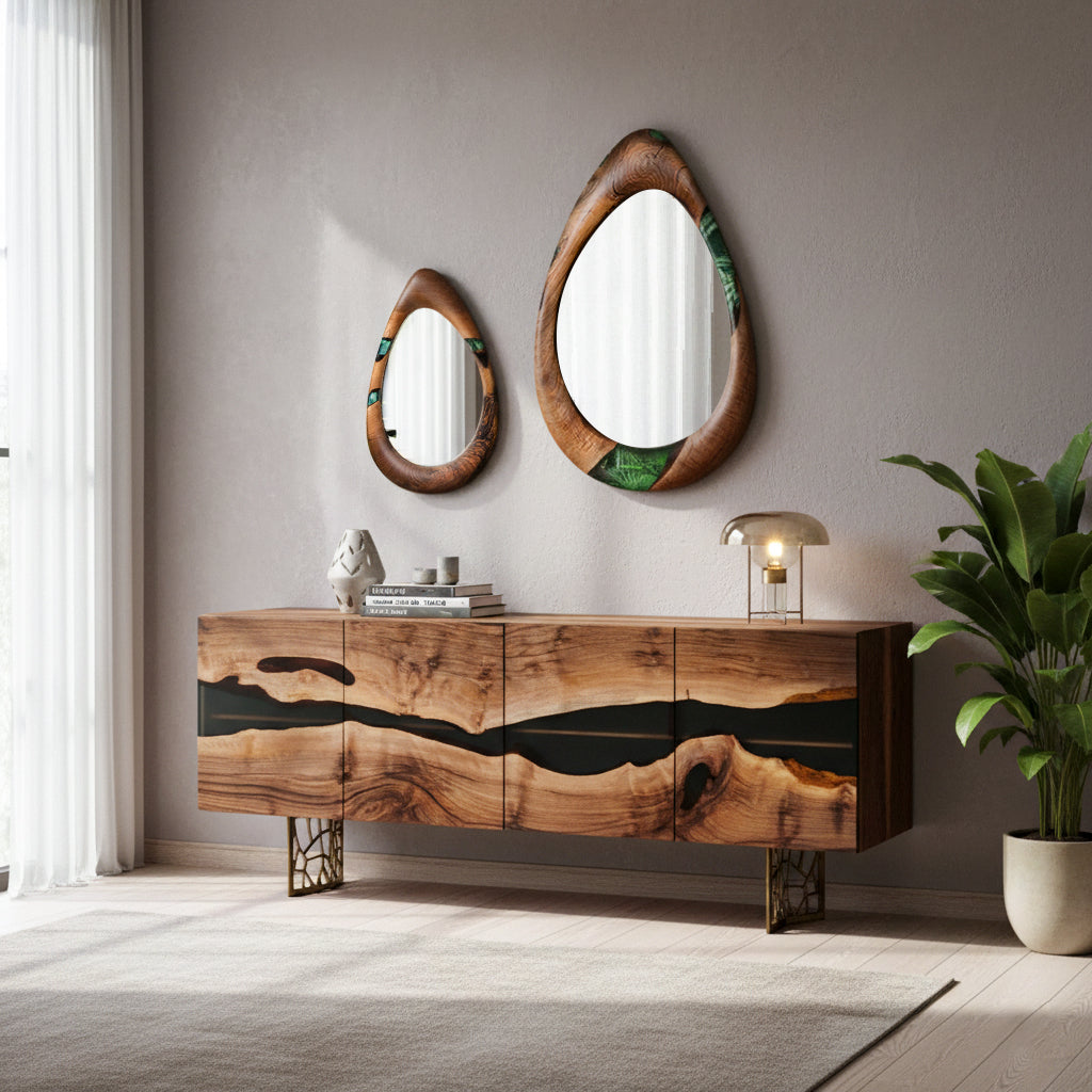 Wood and Resin Dining Room Buffet & Sideboard Table | Voronoi Collection