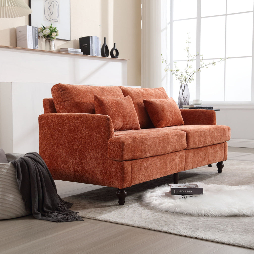 Mid Century Modern Fabric Loveseat Sofa, 2 Seat Upholstered Couch